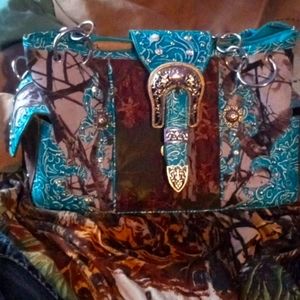 Western Buckle purse wallet and pouch blue camouflage